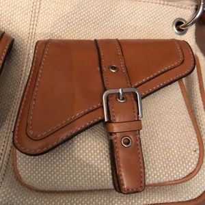 Canvas and leather trim purse